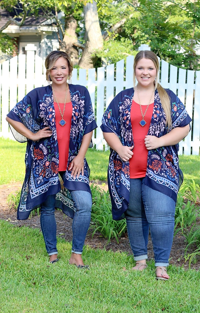 Load image into Gallery viewer, Live Again Print Kimono - Navy