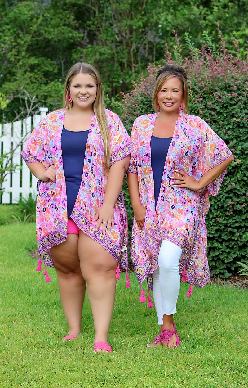 Just Be You Floral Kimono - Pink/Multi