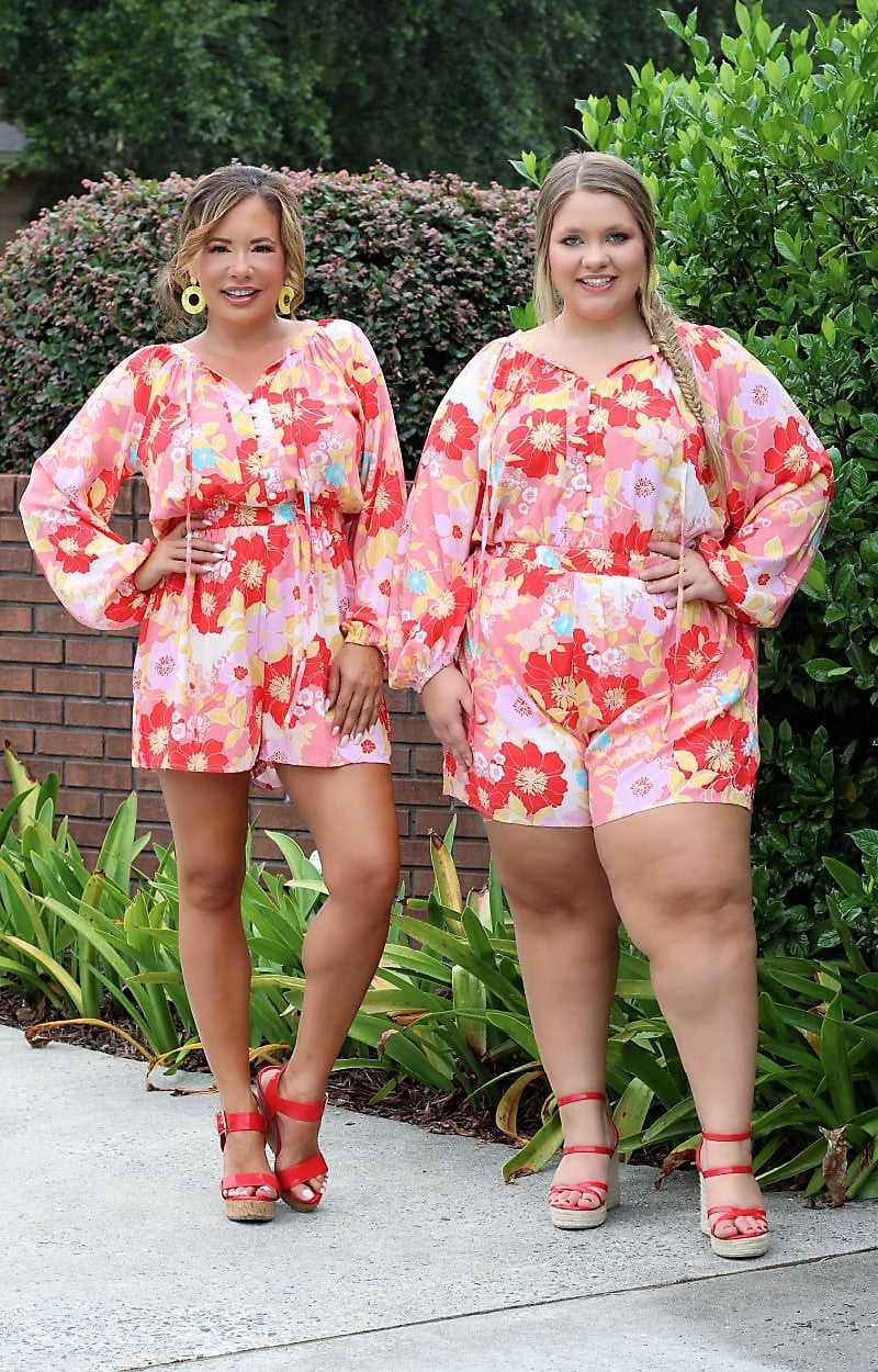 Load image into Gallery viewer, Rare Beauty Floral Romper - Coral