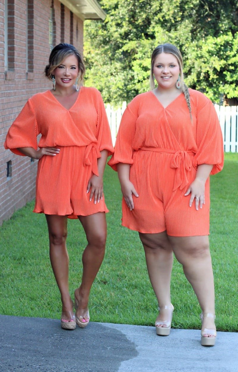 Load image into Gallery viewer, Roll With Me Romper - Tangerine