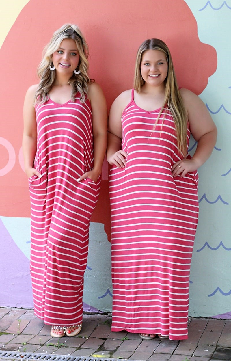Load image into Gallery viewer, Good Beginnings Striped Maxi Dress - Rose