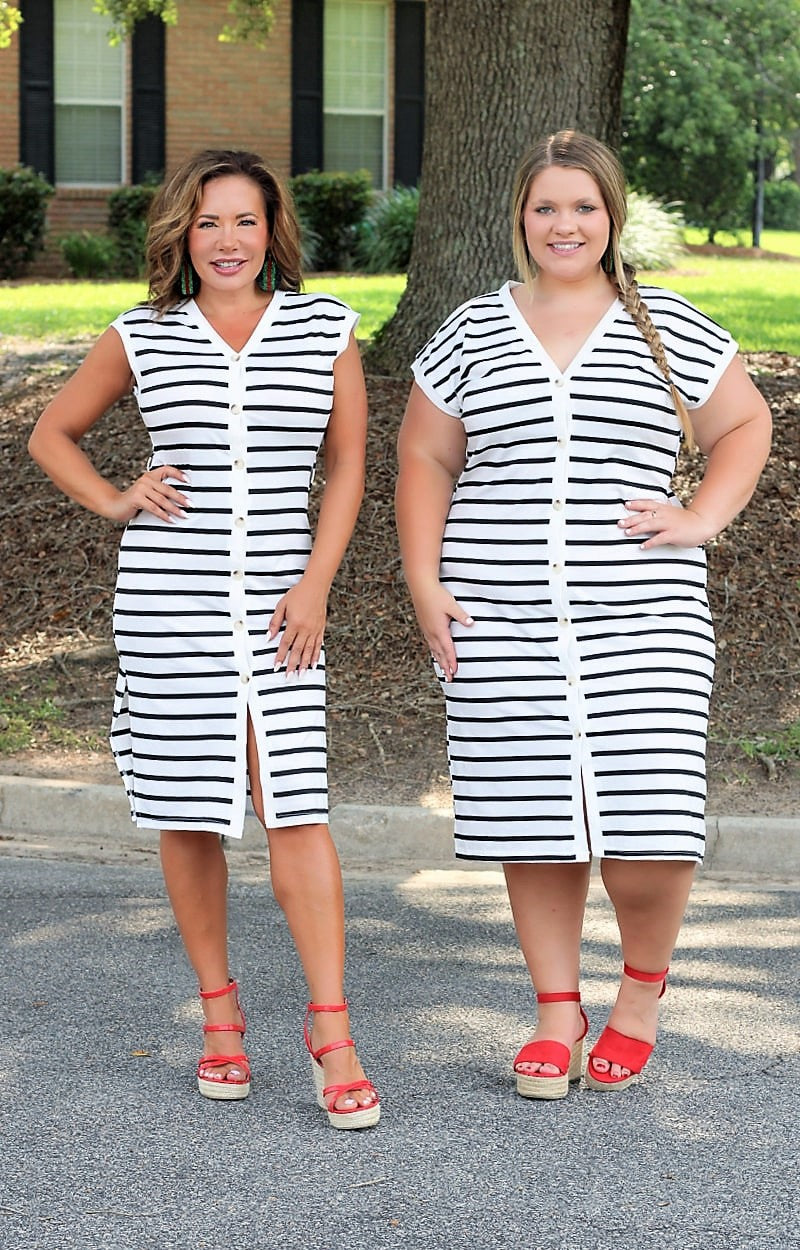 Load image into Gallery viewer, Melting Away Striped Midi Dress - Ivory