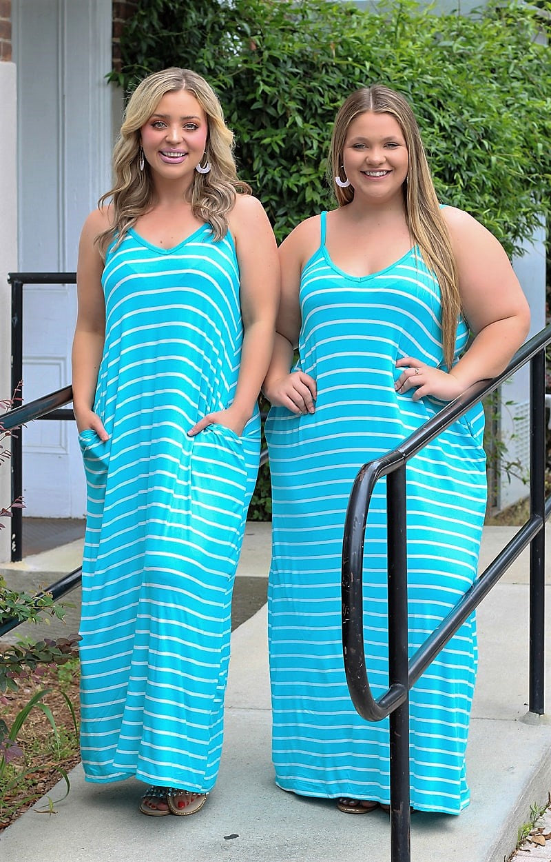 Load image into Gallery viewer, Good Beginnings Striped Maxi Dress - Ice Blue
