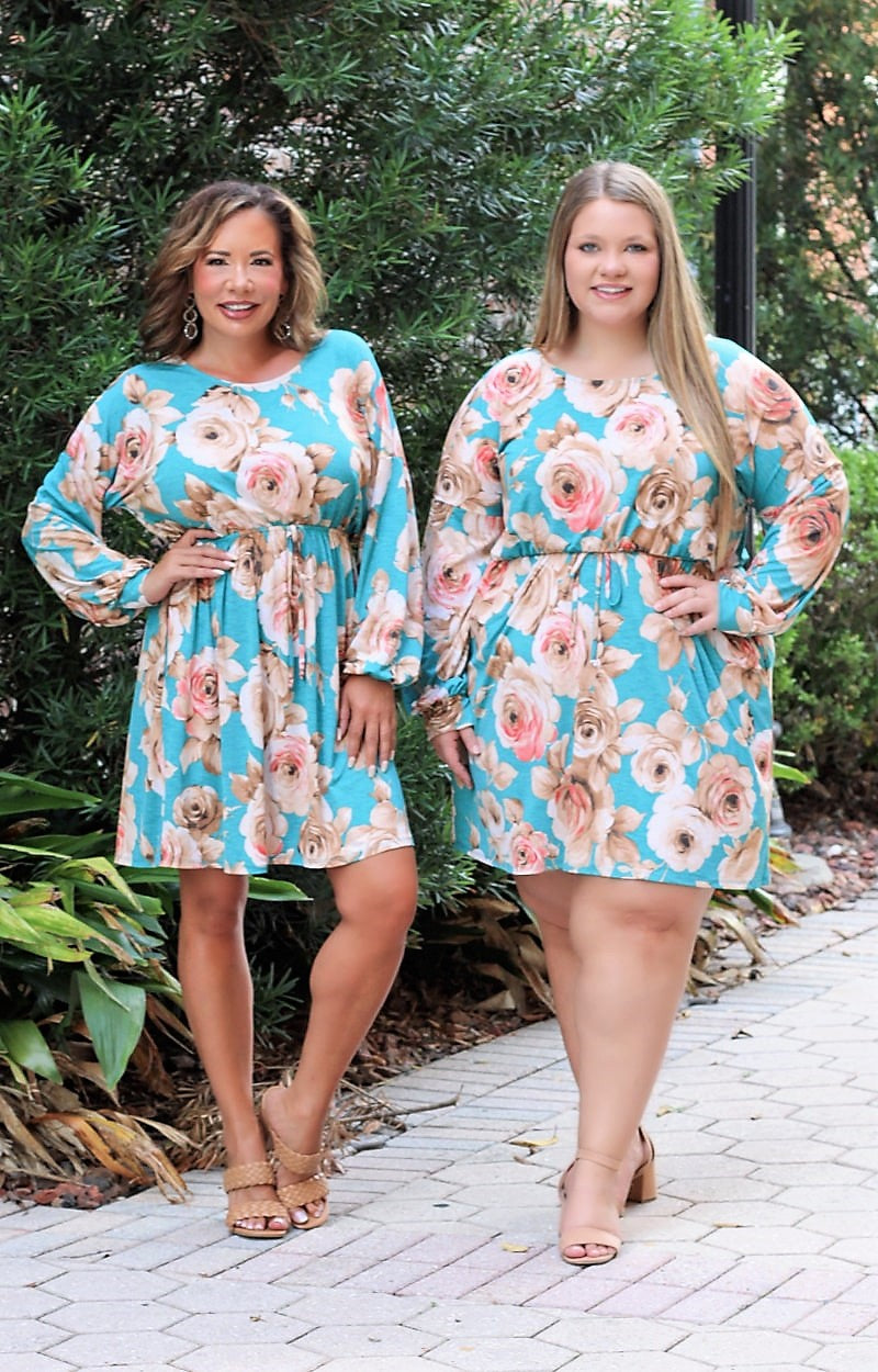 Load image into Gallery viewer, Just A Friend Floral Dress - Teal