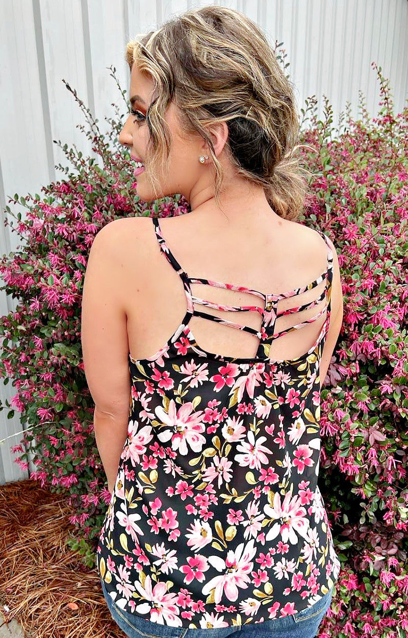 Load image into Gallery viewer, Walk In The Garden Floral Top - Black/Pink