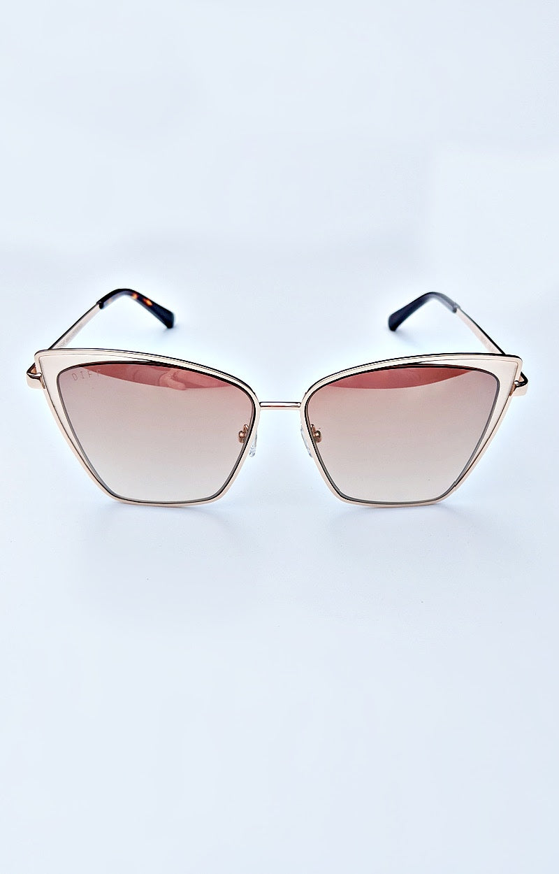 DIFF - Becky Brush Gold Flash Brown Gradient Sunglasses