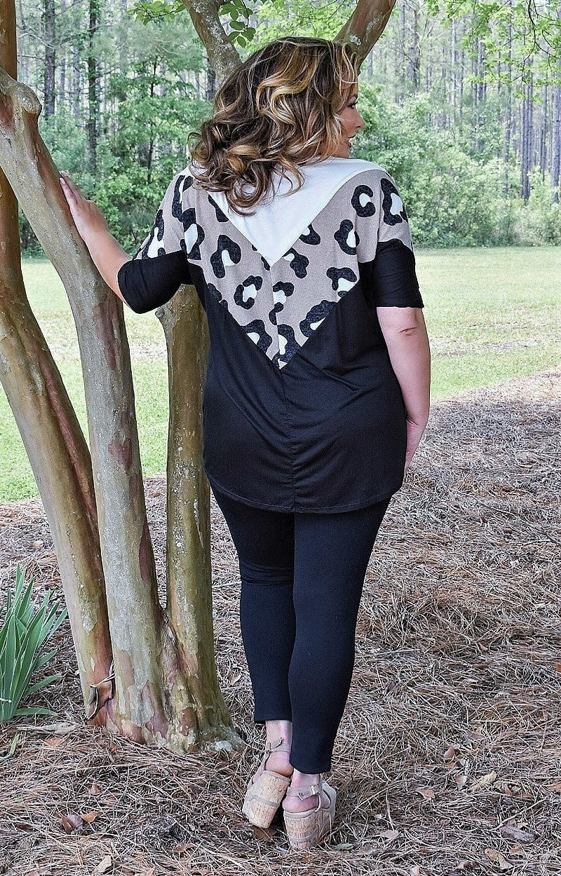 Load image into Gallery viewer, Feel The Joy Colorblock Top - Ivory/Leopard