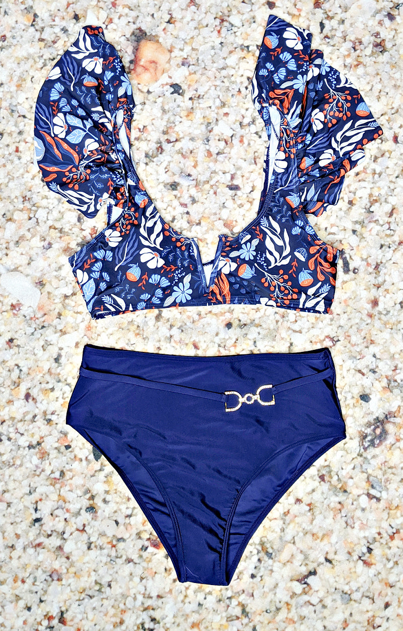 Load image into Gallery viewer, On A Resort Two Piece Swimsuit - Navy