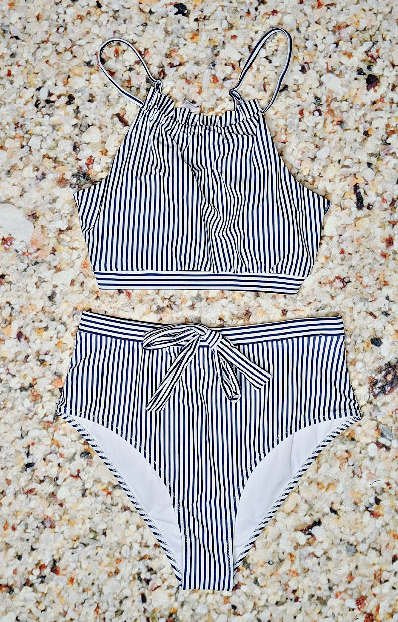 Load image into Gallery viewer, Splash Of Fun Two Piece Swimsuit - Blue/White