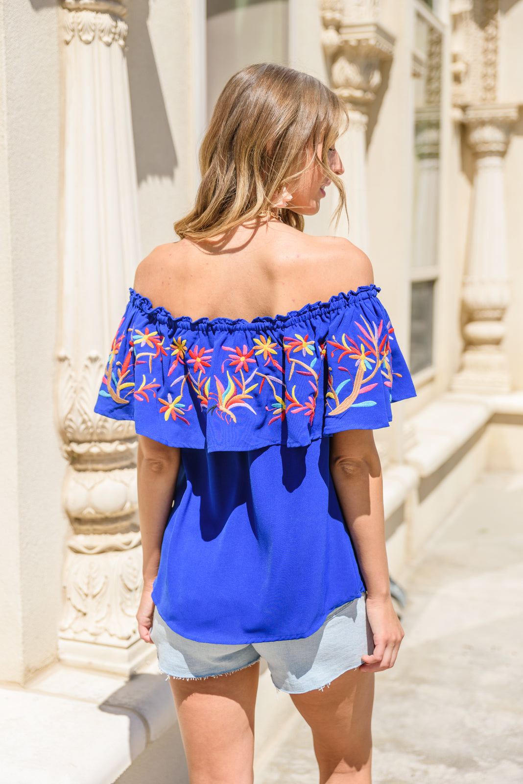 Load image into Gallery viewer, Enjoy Life Embroidered Top - Blue