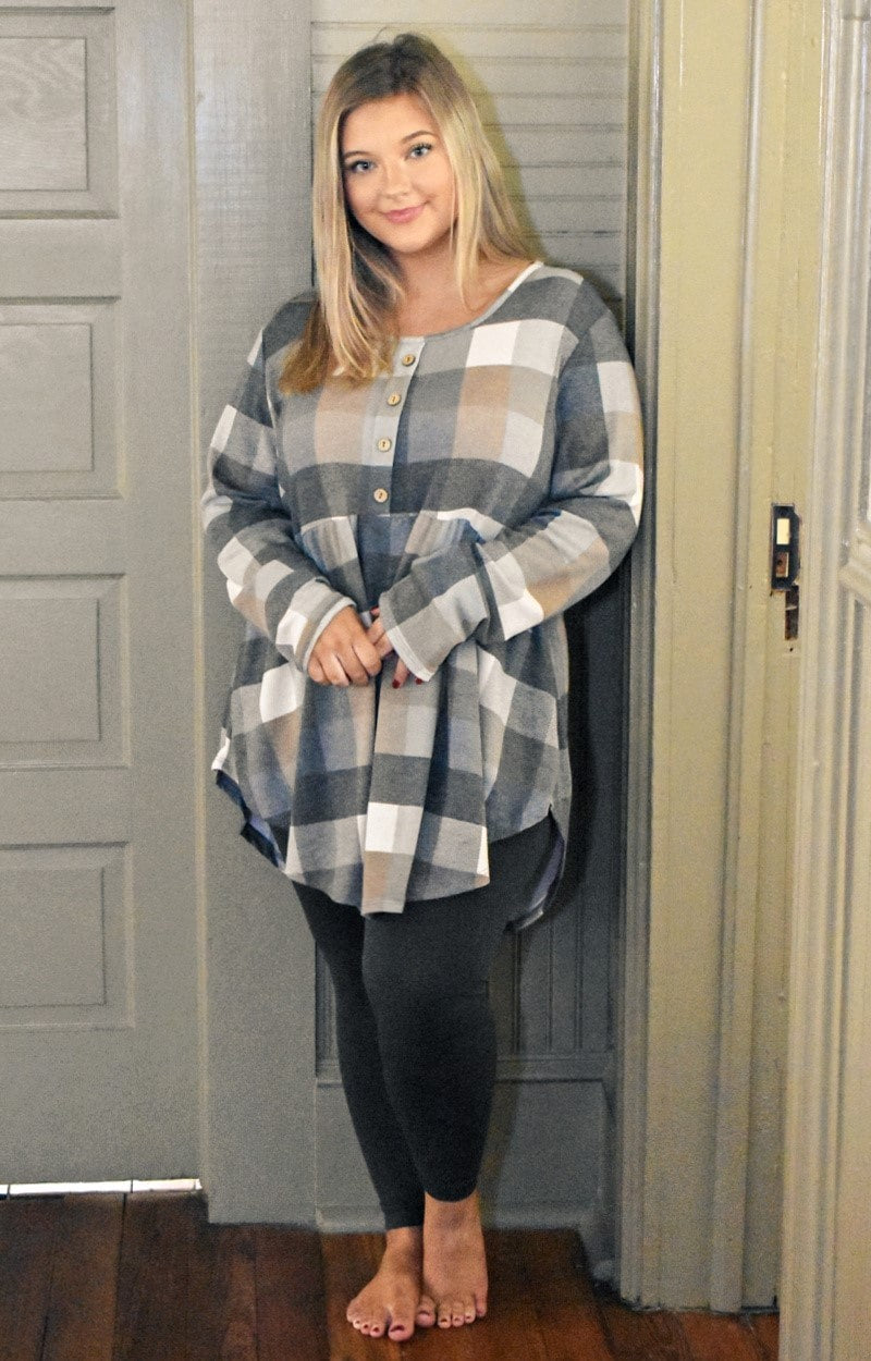 Starts With You Plaid Top - Slate