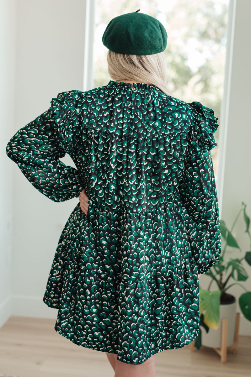 Right As Rain Ruffle Detail Print Dress - Green