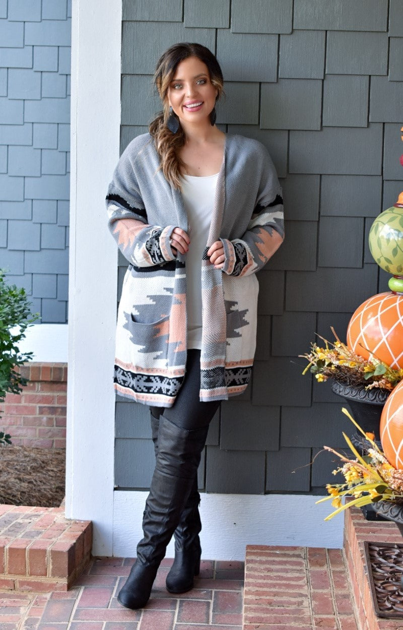 Load image into Gallery viewer, Won&#39;t Stop Now Print Cardigan - Gray
