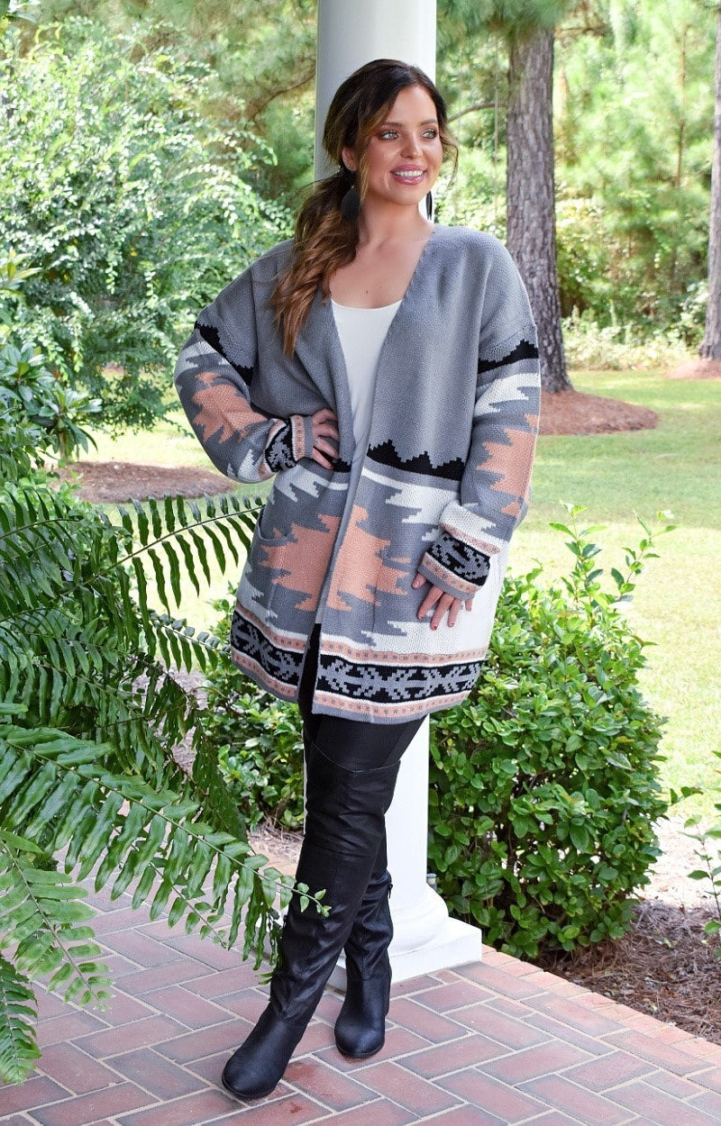Load image into Gallery viewer, Won&#39;t Stop Now Print Cardigan - Gray
