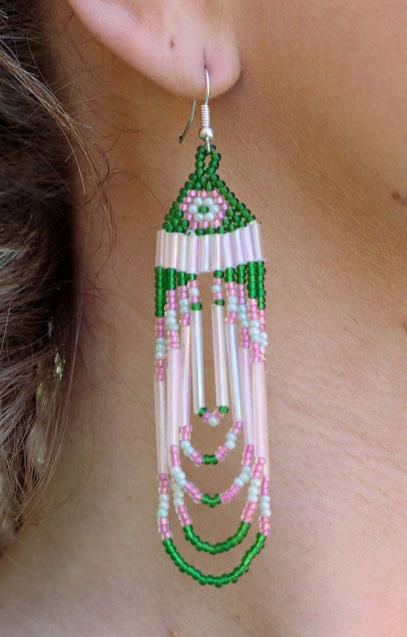 Life Is Worth Living Earrings - Green/Pink