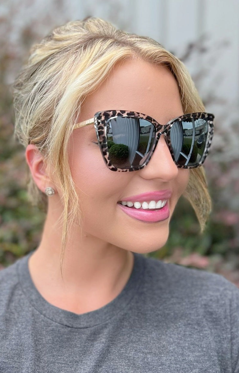 DIFF - Becky II Clear Leopard Gray Sunglasses