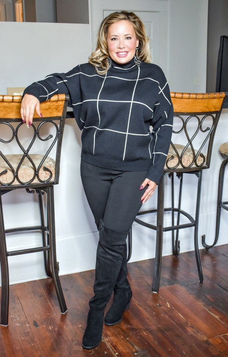 Load image into Gallery viewer, My Grateful Heart Plaid Sweater - Black/Ivory