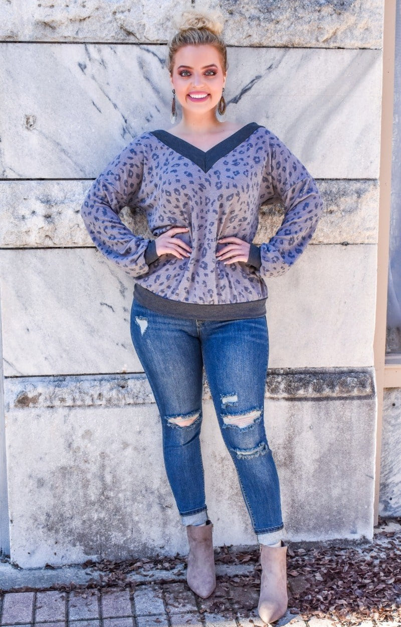 In Plain Sight Leopard Print Pullover - Taupe