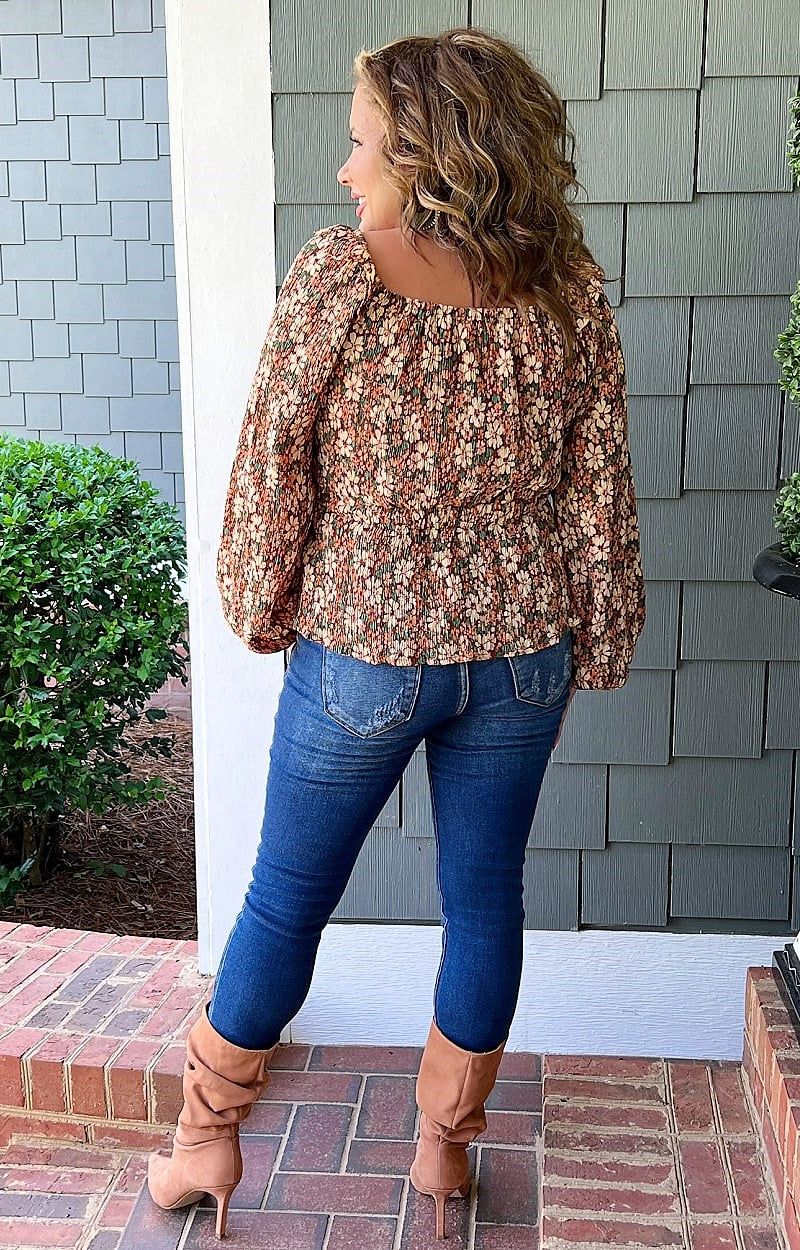 Load image into Gallery viewer, My Time Is Precious Floral Top - Brown