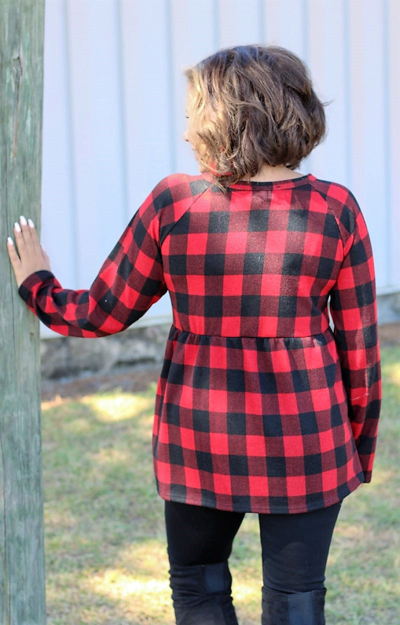 Load image into Gallery viewer, Charming Attitude Plaid Top - Red