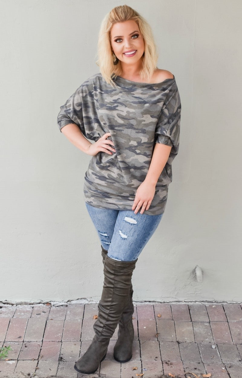 Load image into Gallery viewer, Have All The Fun Camo Print Top