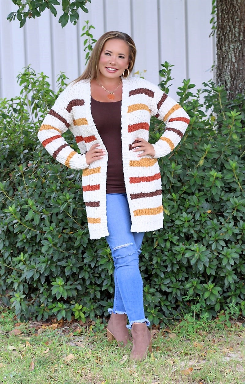 Load image into Gallery viewer, Feeling Upbeat Striped Cardigan - Cream