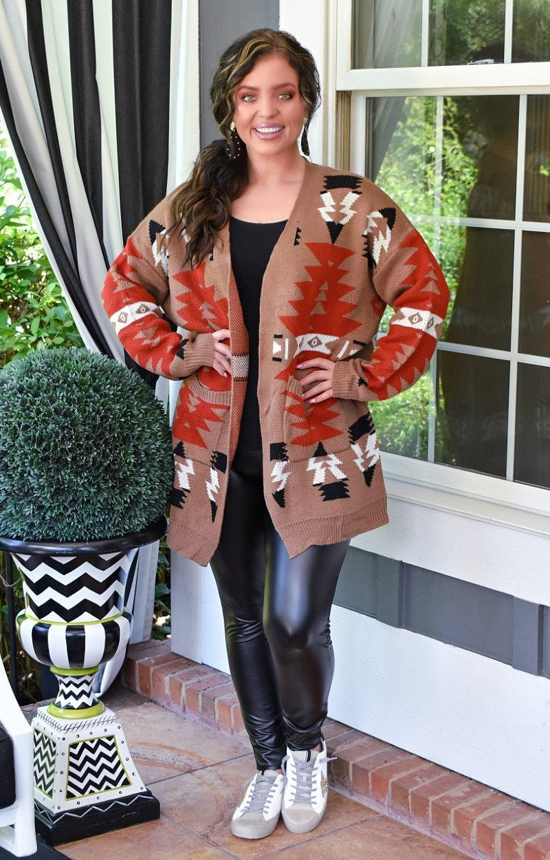 Load image into Gallery viewer, Tell Me More Print Cardigan - Mocha