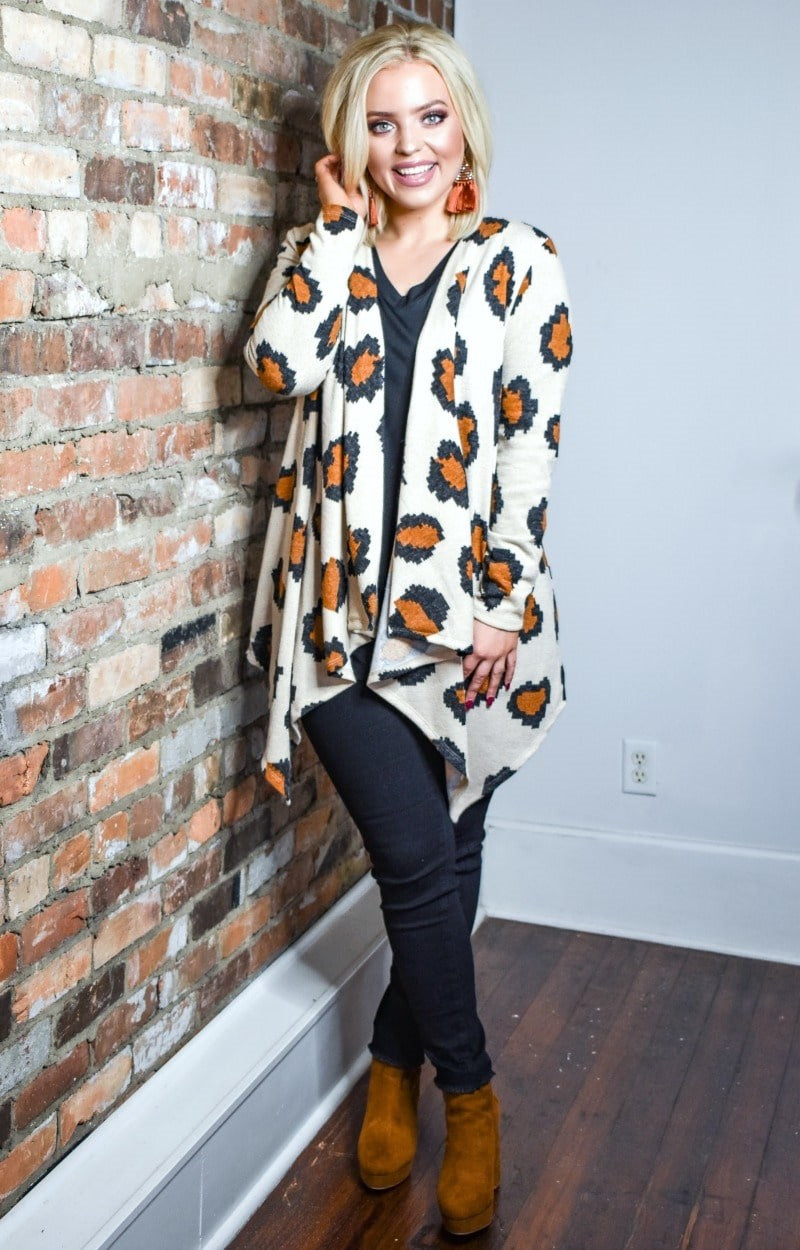 Out Of My Way Leopard Print Cardigan - Taupe