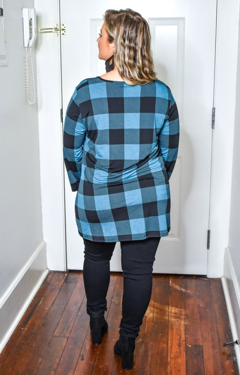 Load image into Gallery viewer, All For It Plaid Top - Black/Teal