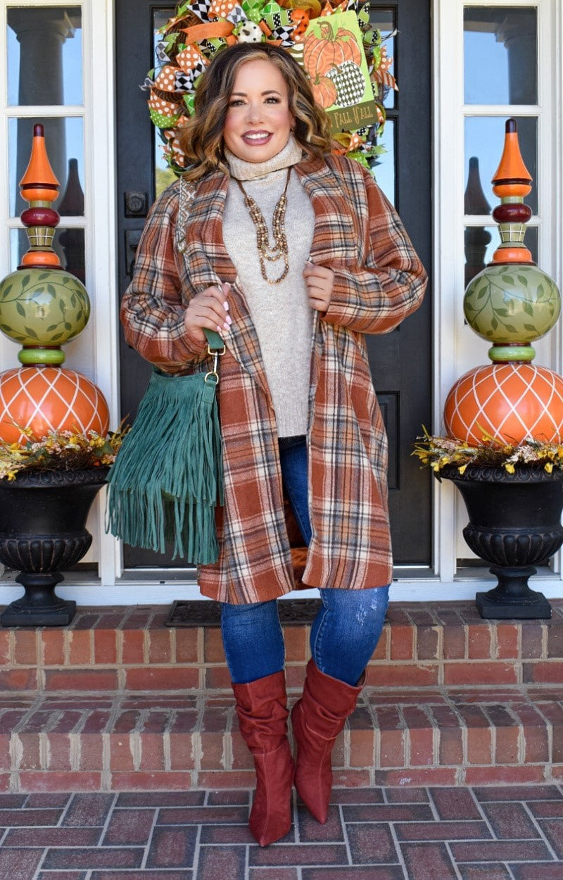 Load image into Gallery viewer, Mystic Love Plaid Jacket - Chestnut