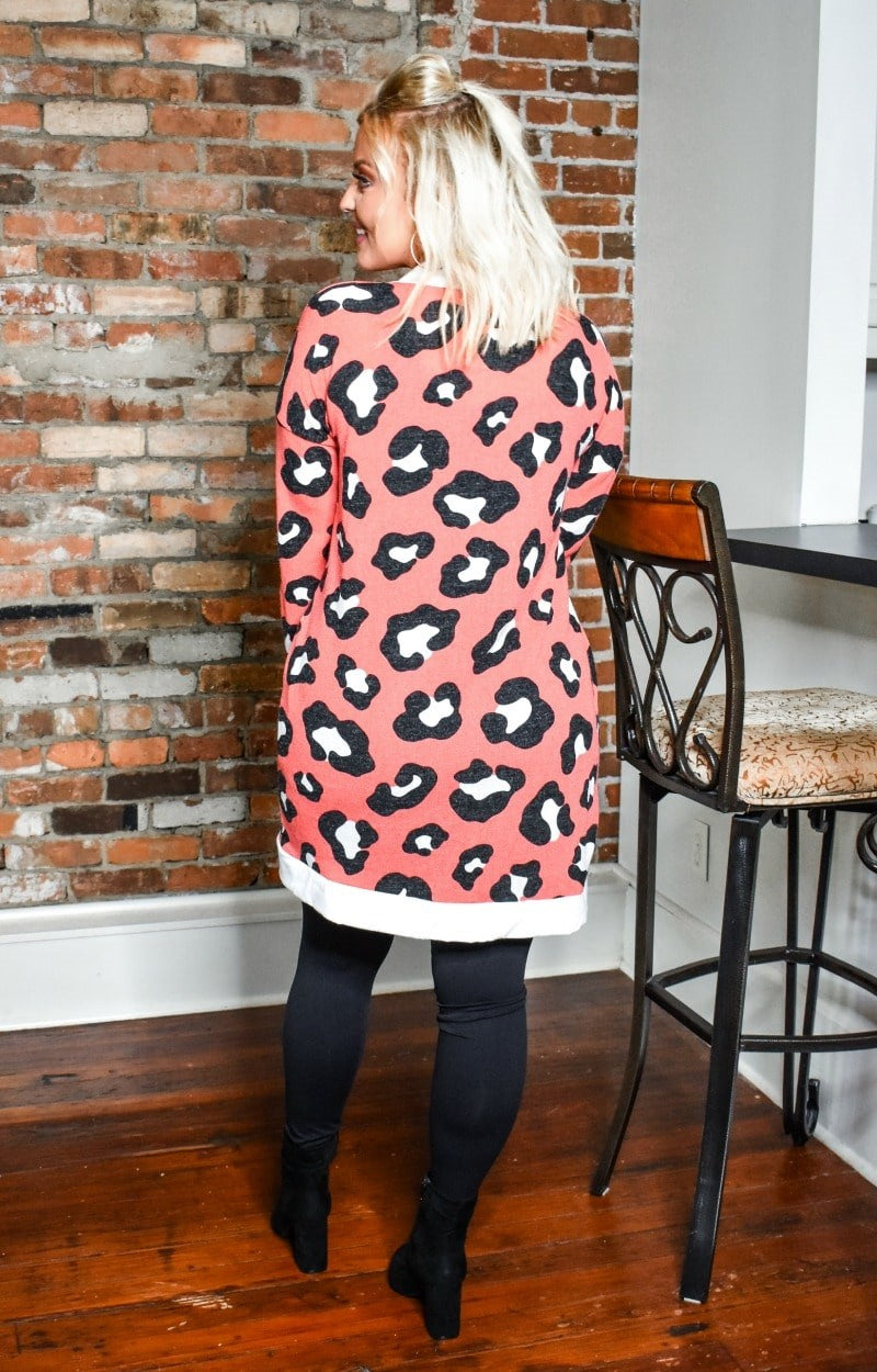 Made You Look Leopard Print Cardigan - Coral