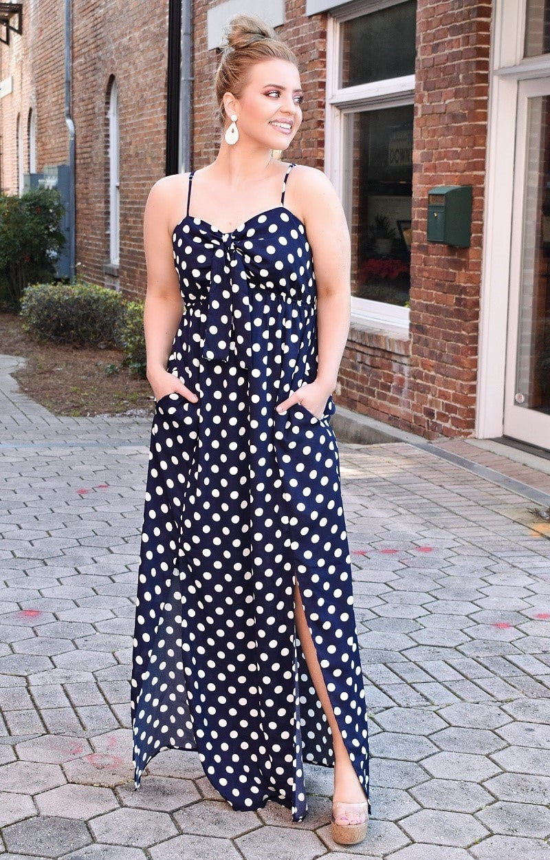Load image into Gallery viewer, My Favorite Spot Print Maxi Dress - Navy