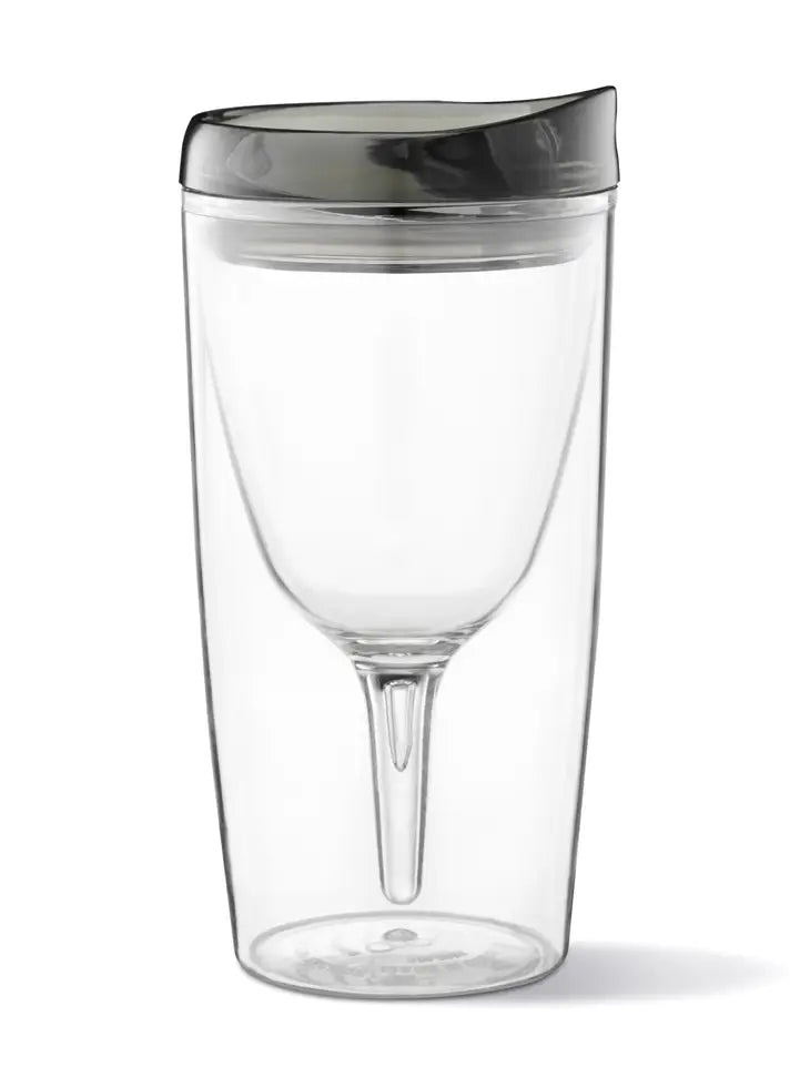 PREORDER: Portable Wine Cup with Acrylic Lid in Black - Free Shipping On  Orders Over $75