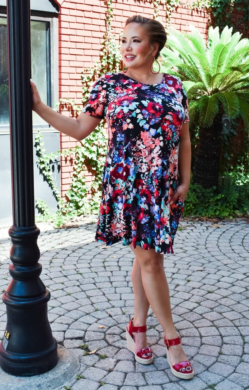 Load image into Gallery viewer, Crazy About You Floral Dress - Black