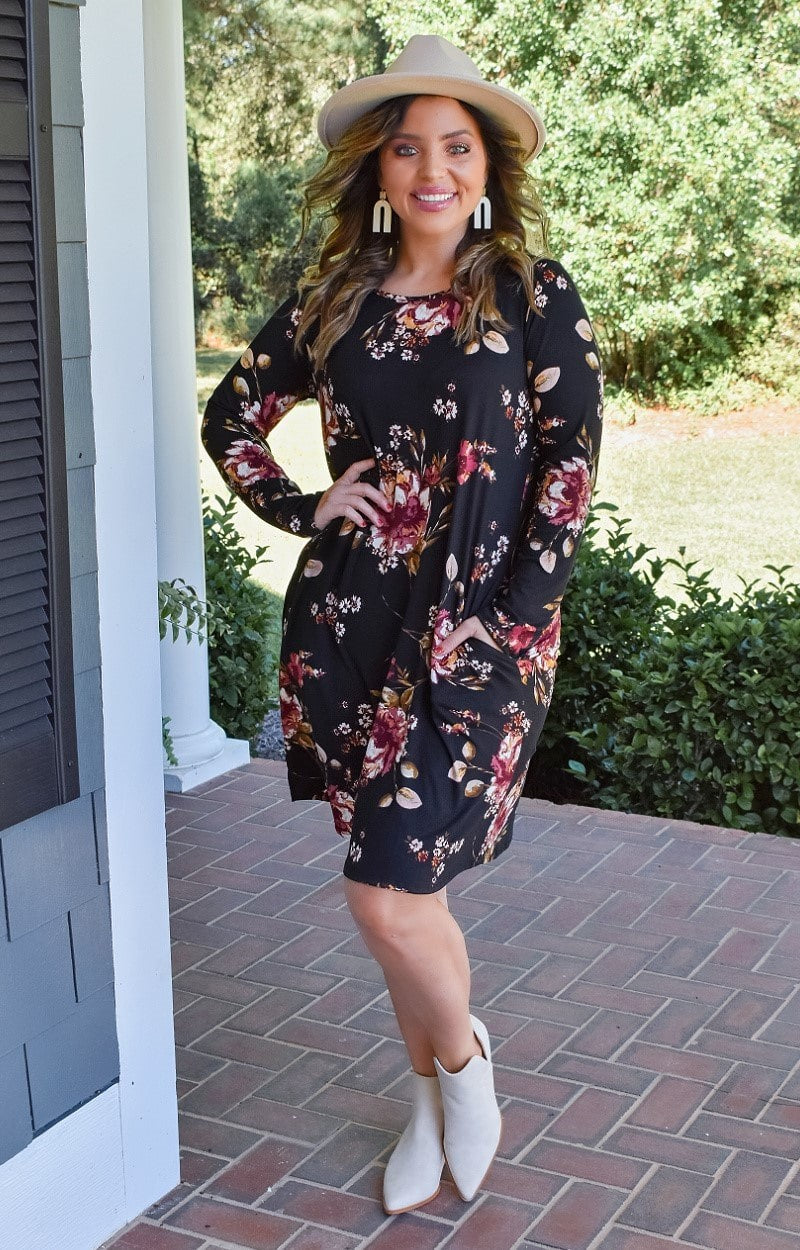 Call Me Baby Floral Dress - Black