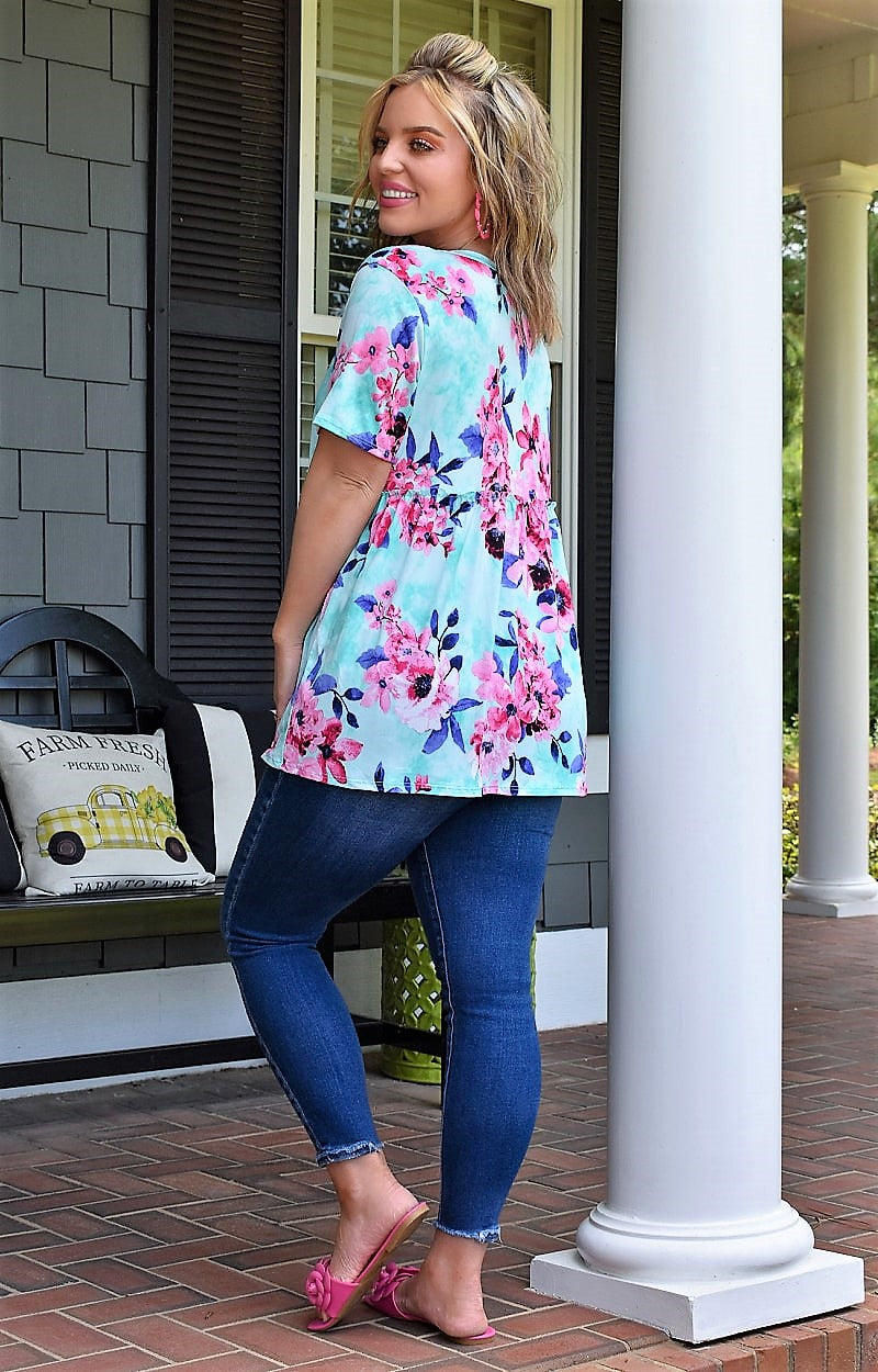 Load image into Gallery viewer, Good Times Floral Top - Mint