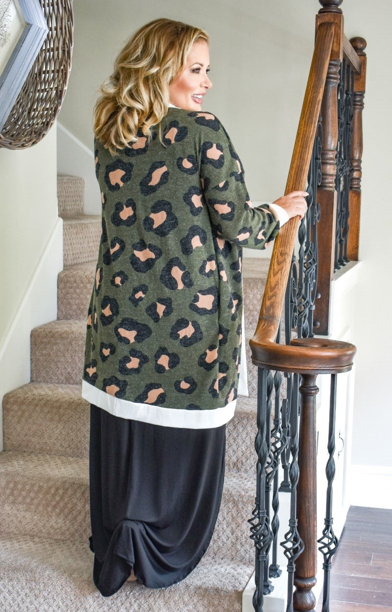 Made You Look Leopard Print Cardigan - Olive