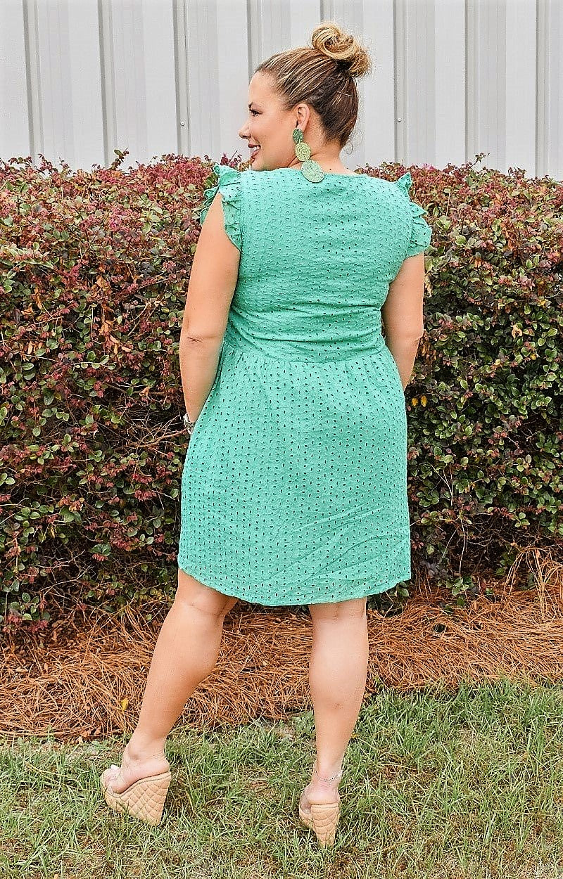 Load image into Gallery viewer, Refreshing Feeling Eyelet Dress - Kelly Green