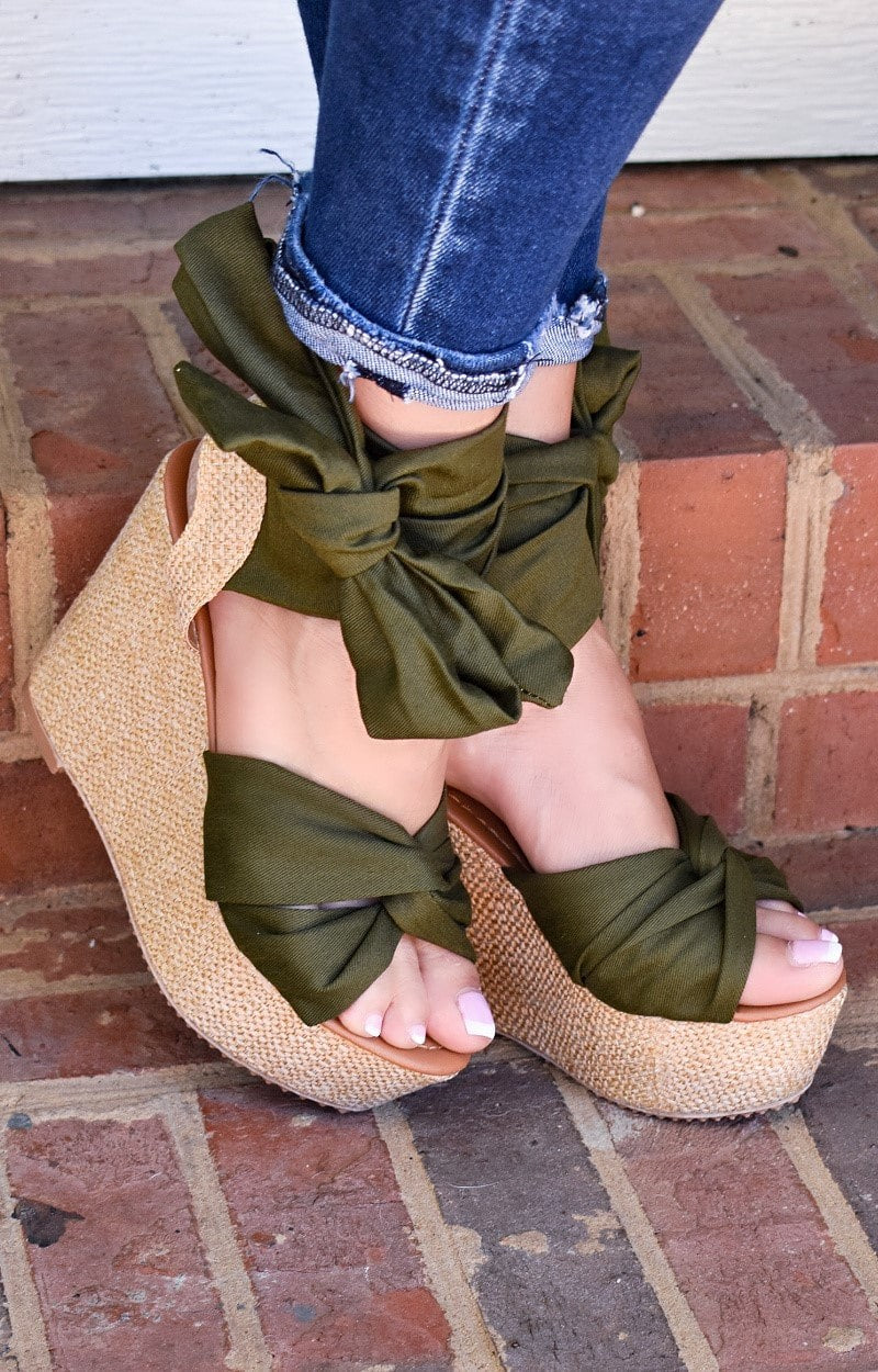 Along These Lines Wedges - Olive