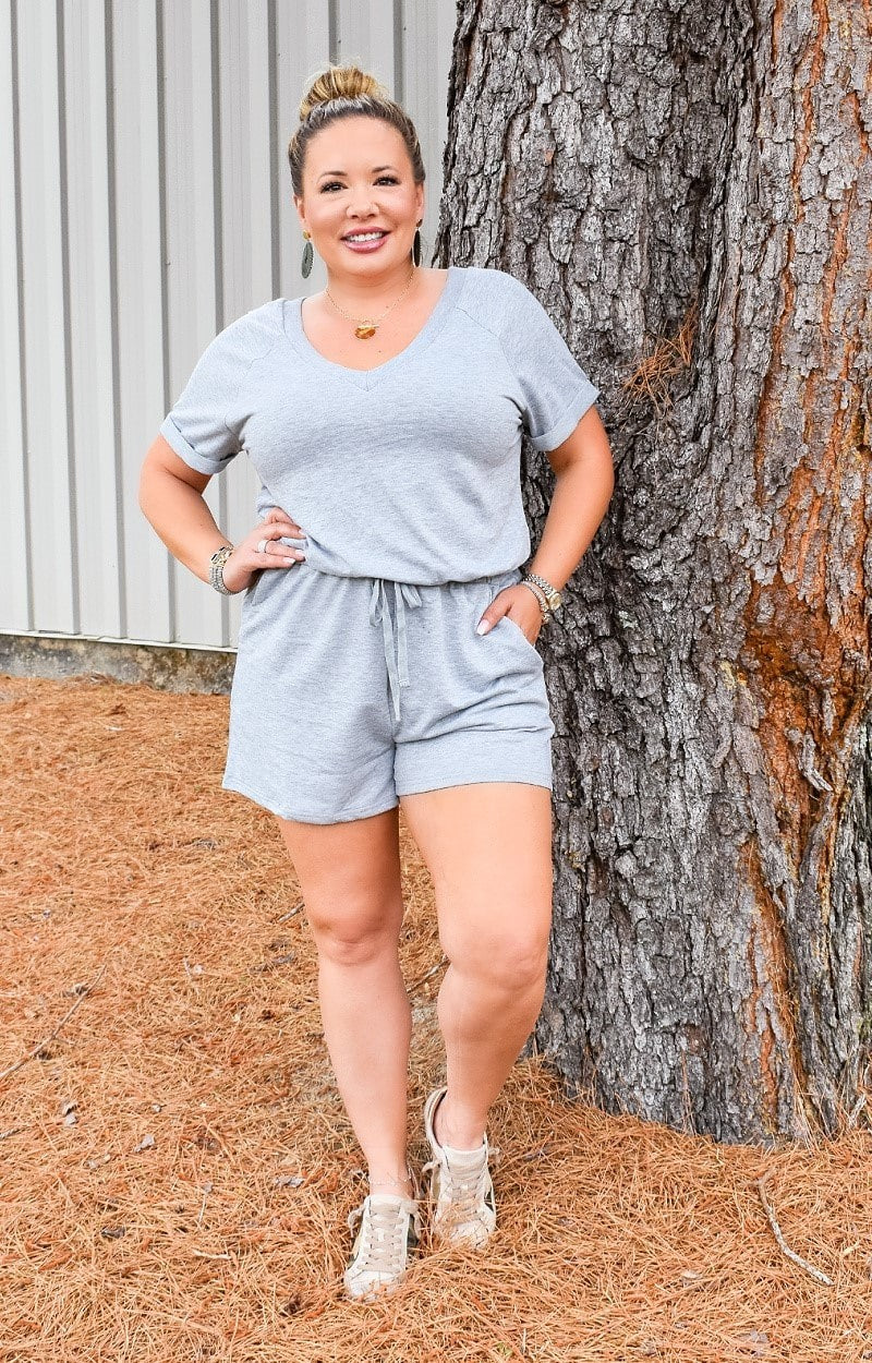 Load image into Gallery viewer, Casual Encounter Romper - Heather Gray