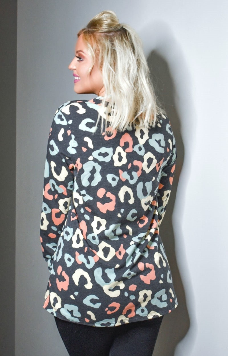 Wildly Yours Leopard Print Pullover - Black/Multi