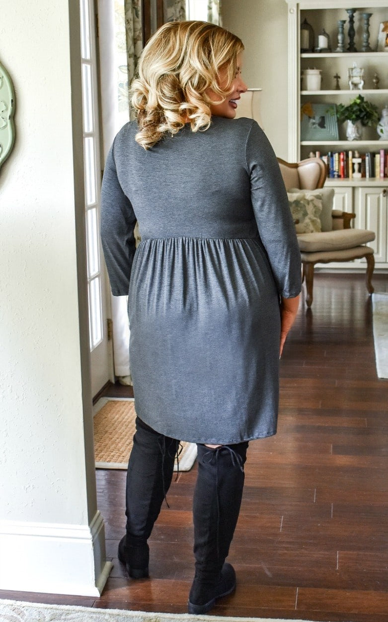 On Her Way Dress - Charcoal