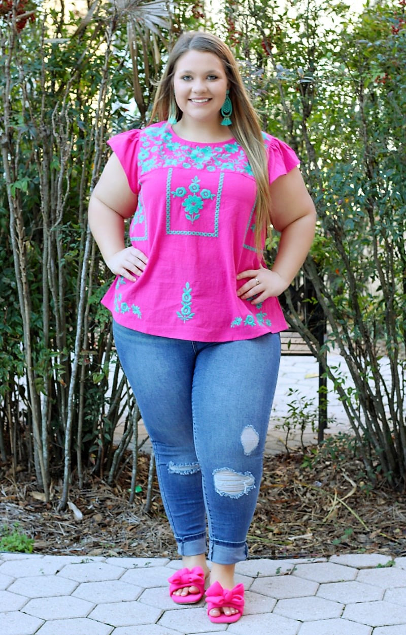 Kiss Me Slowly Embroidered Top - Pink