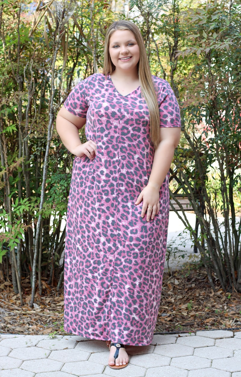 Fully Convinced Leopard Maxi Dress - Pink