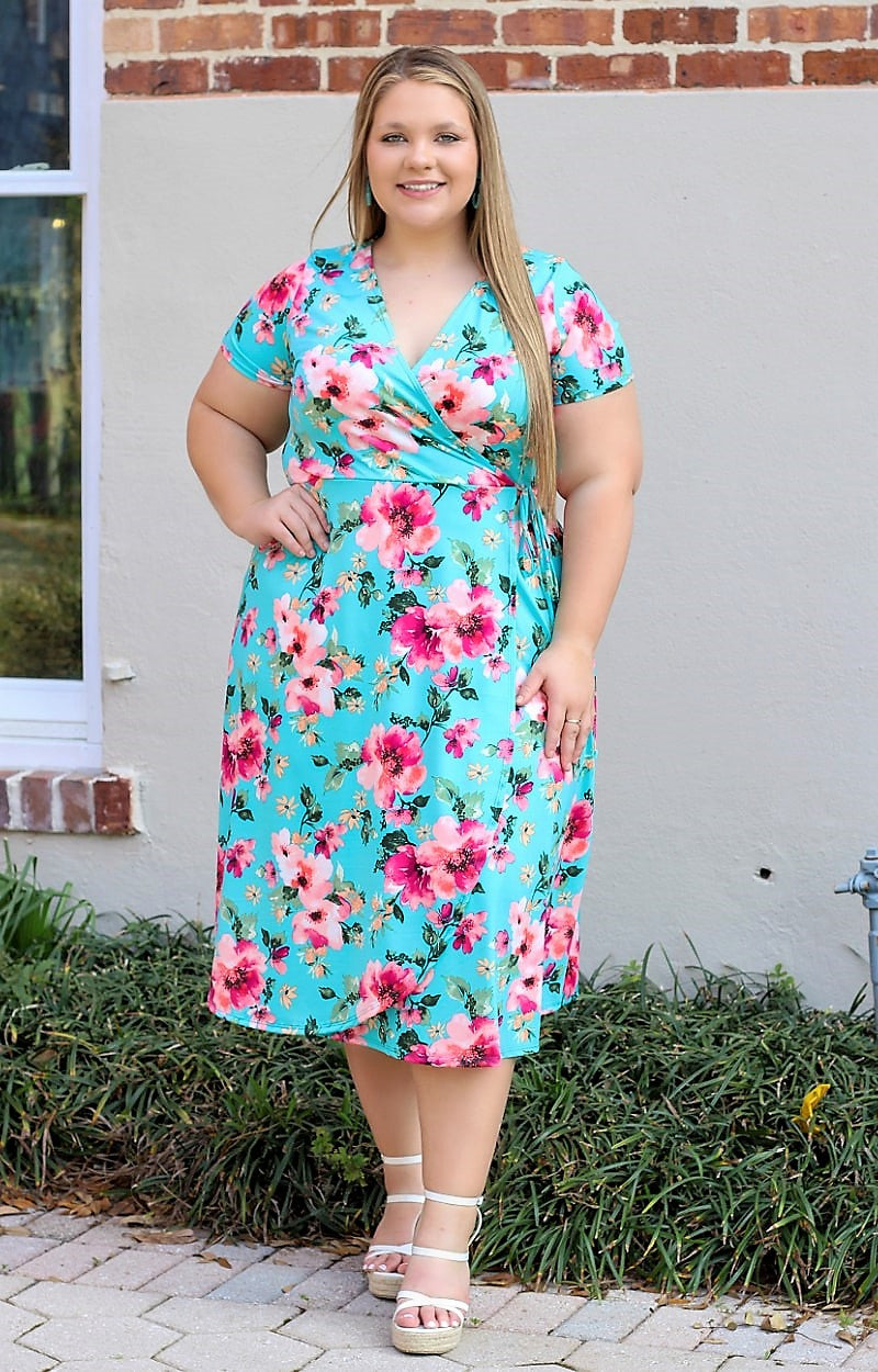 Load image into Gallery viewer, Not Enough Time Floral Dress - Aqua