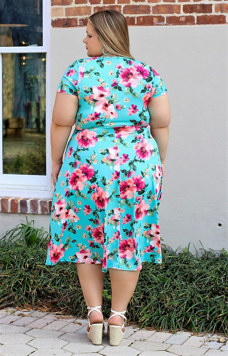 Load image into Gallery viewer, Not Enough Time Floral Dress - Aqua