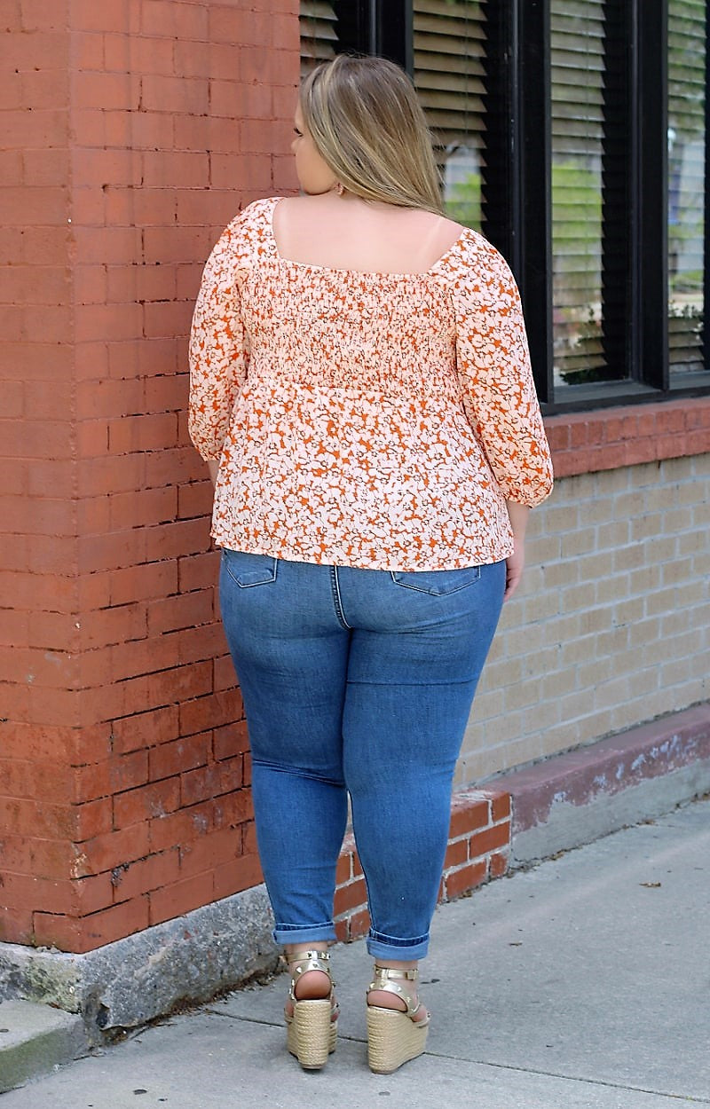 Load image into Gallery viewer, I&#39;ll Think About It Floral Top - Tangerine