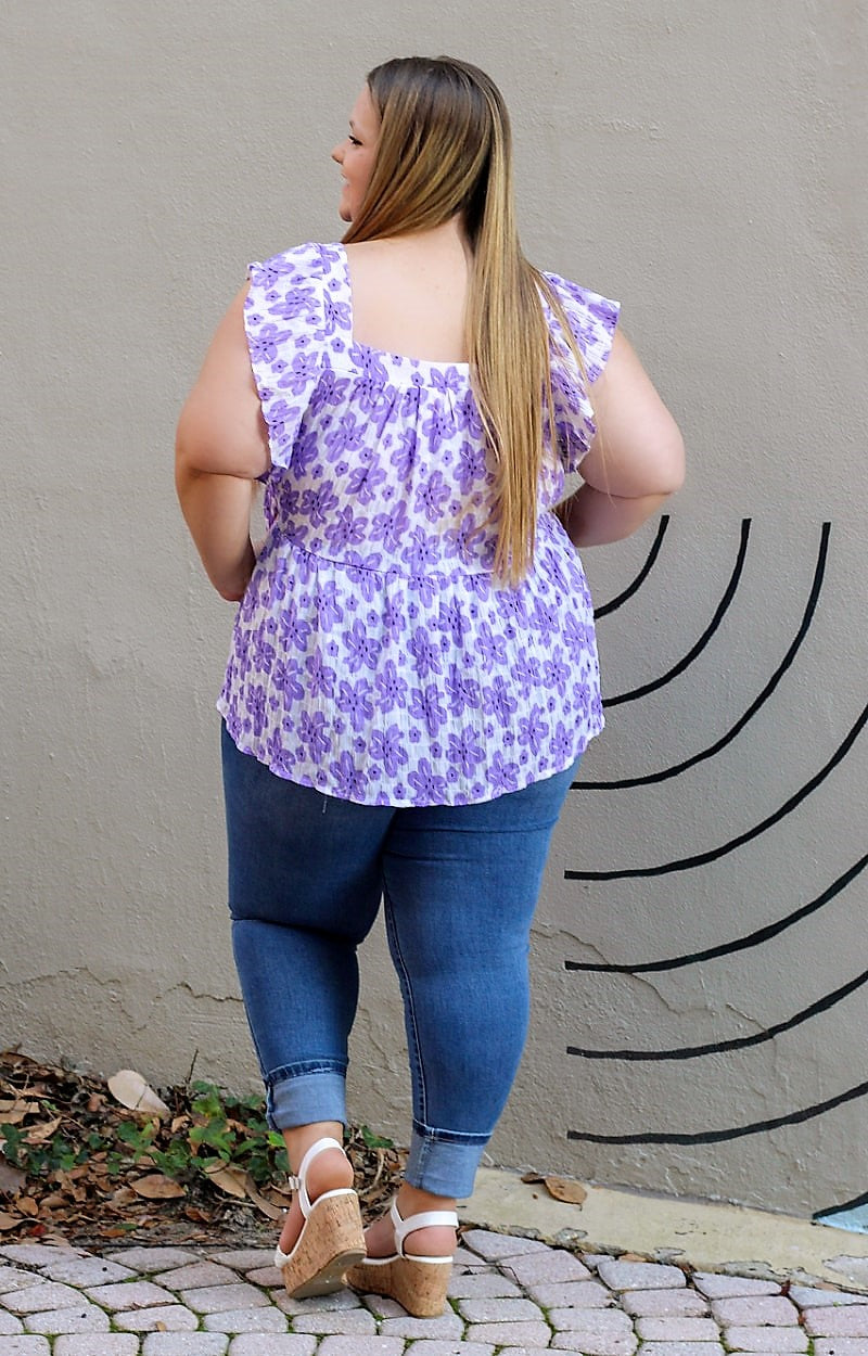Sealed With A Kiss Floral Top - Purple