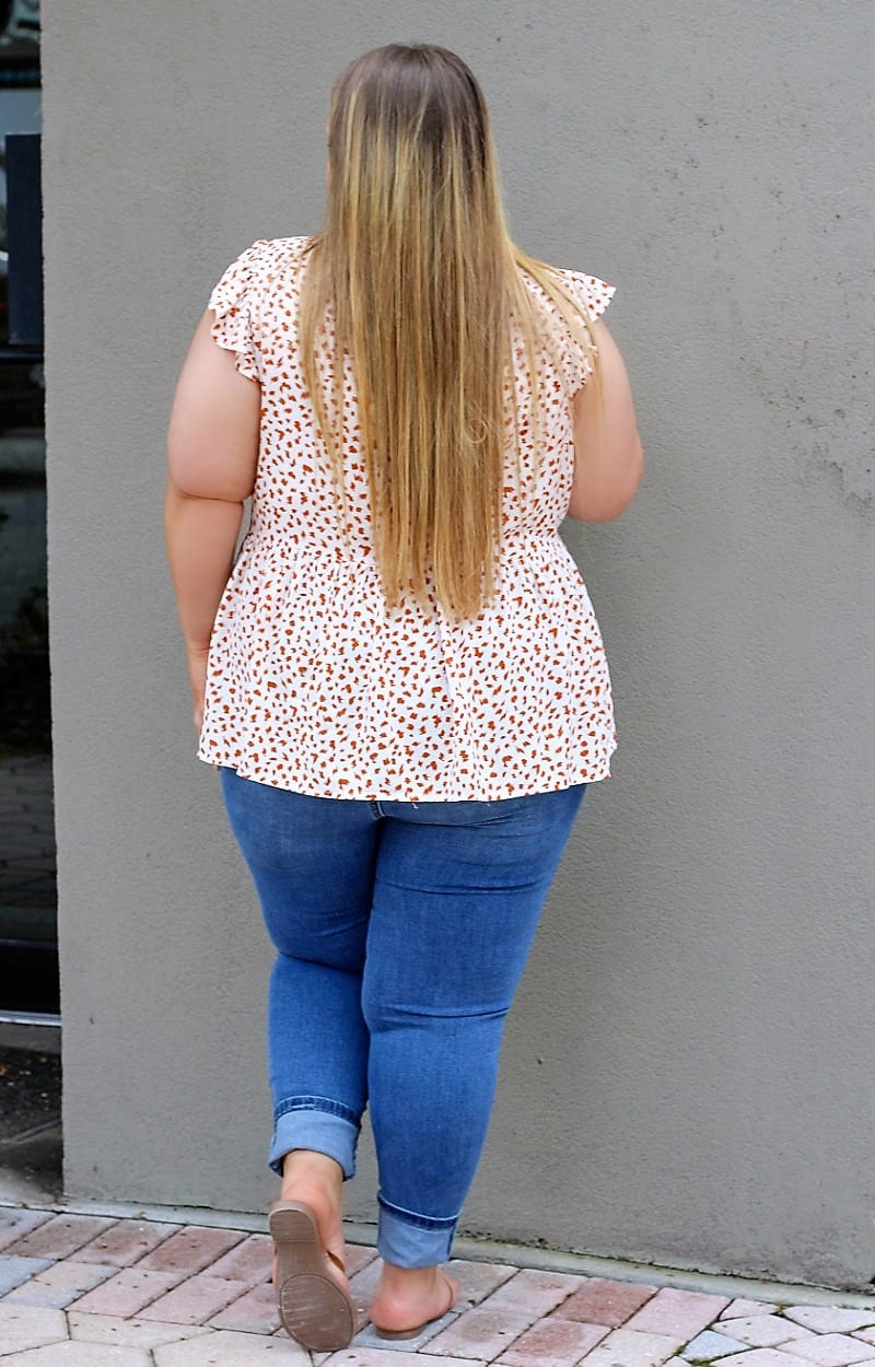 Some Kind Of Way Print Top - Ivory/Rust