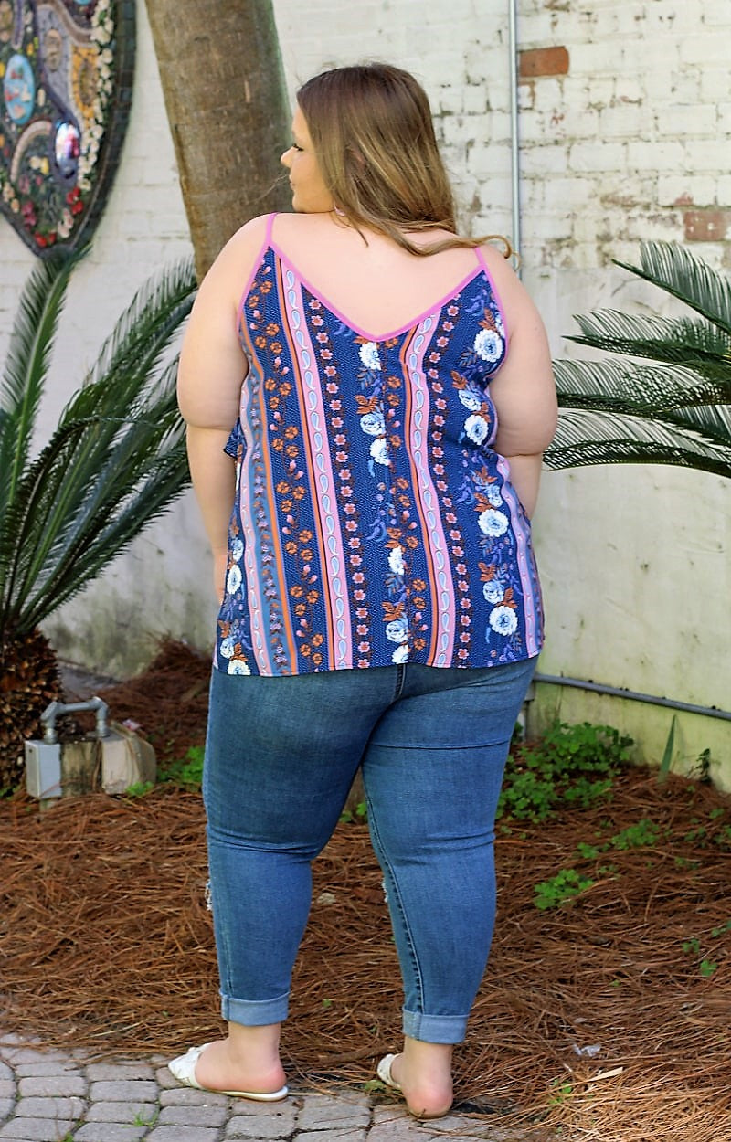 Bold Moves Floral Top - Navy